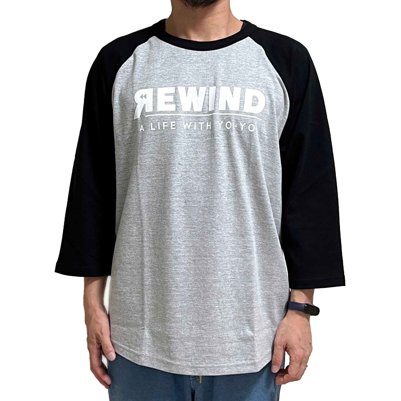 REWIND 7分袖 Tシャツ (グレー / ブラック)