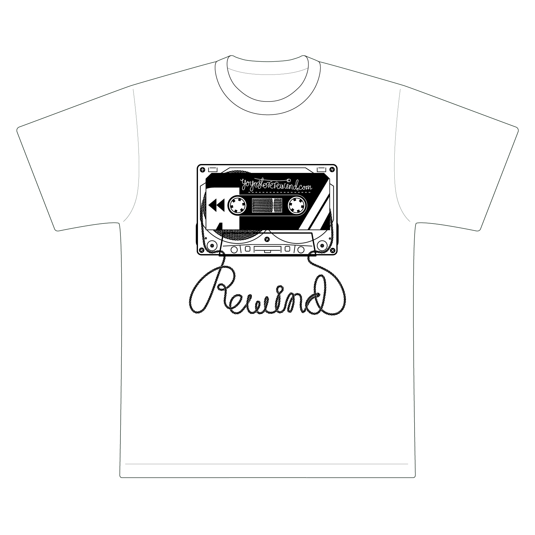 【予約注文】REWIND カセットロゴTシャツ (ホワイト - ブラックロゴ)【同梱不可(5スタイルTシャツを除く)】