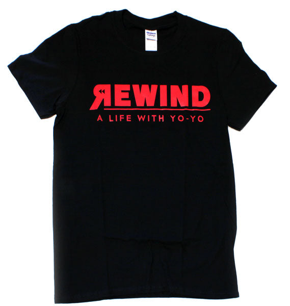 REWIND "A LIFE WITH YO-YO" T-shirt (Black - Red Logo)